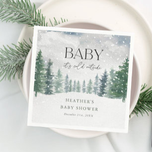 Wintersneeuw Baby Het is koud buiten Baby shower Servet