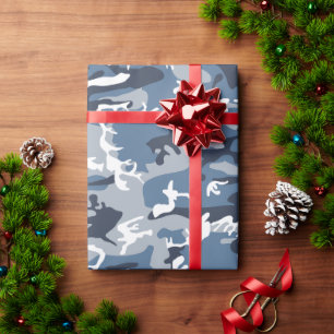 Wintersneeuw Blau Camouflage, Militair, Leger Cadeaupapier