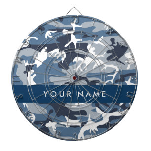 Wintersneeuw Blauw Camouflage Jouw namen personali Dartbord