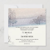Wintersneeuw, blauw en wit huwelijk kaart (Achterkant)