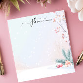 Wintersneeuw Botanische Ornamenten gepersonaliseer Notitieblok