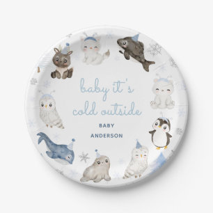 Wintersneeuw Dieren Baby shower Party Papieren Bordje
