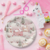 wintersneeuw dorp landschap papieren bordje (Feest)