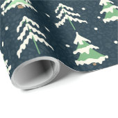 Wintersneeuw Evergreen Trees Cadeaupapier (Rol Hoek)