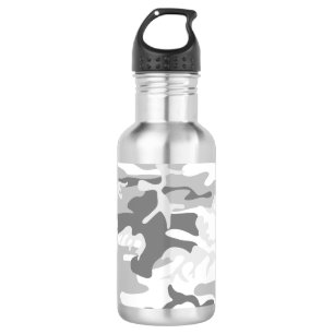 Wintersneeuw Grijs Camouflage, Militair, Leger Waterfles