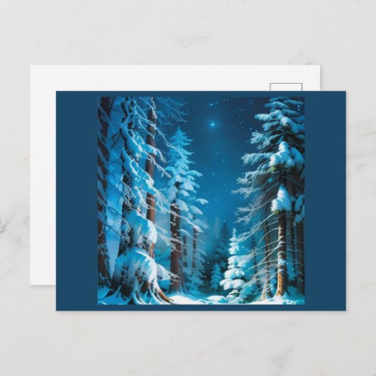Wintersneeuw in een sterrenbos briefkaart (Voorkant / Achterkant)