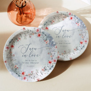 Wintersneeuw in Love elegante Bruids douche Papieren Bordje