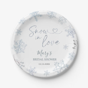 Wintersneeuw in Love Sneeuwvlok Bruidsdouche Papieren Bordje