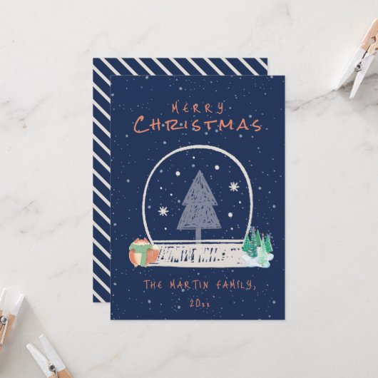 wintersneeuw nacht kerst Kaart (Voorkant / Achterkant in situ)