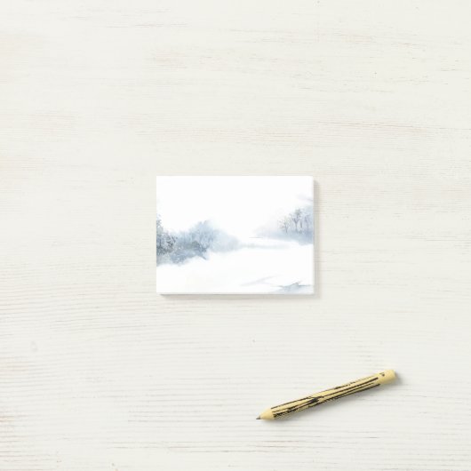Wintersneeuw Sneeuwbomen Waterverf landschap Post-it® Notes (Op bureau)