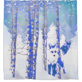 Wintersneeuwbos Fox Animal Douchegordijn (Voorkant)