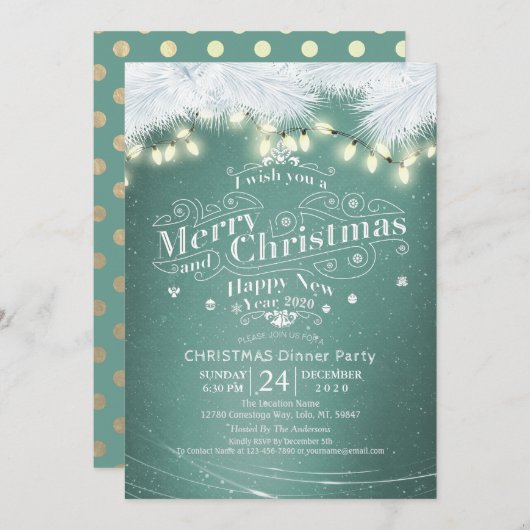 Wintersneeuwfeest en nieuwjaarsfeest kaart (Voorkant / Achterkant)