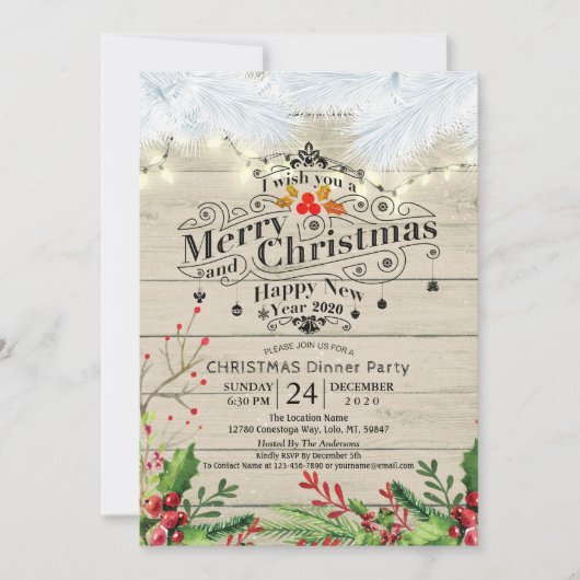 Wintersneeuwfeest en nieuwjaarsfeest kaart (Voorkant)