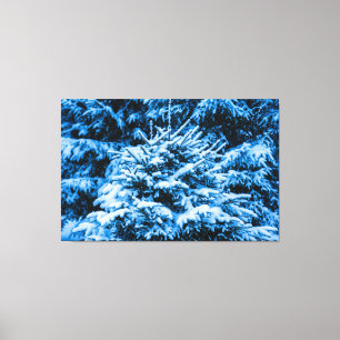 Wintersneeuwkerstboom Canvas Afdruk
