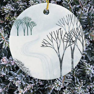 Wintersneeuwlandschap Keramisch Ornament