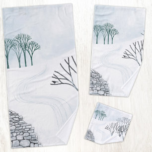 Wintersneeuwlandschapskunst Bad Handdoek