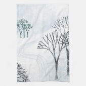 Wintersneeuwlandschapskunst Theedoek (Verticaal)