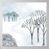 Wintersneeuwlandschapsschildering Poster (Voorkant)