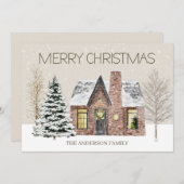 Wintersneeuwrooster — Merry Kerstmis Feestdagenkaart (Voorkant / Achterkant)