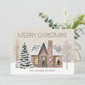 Wintersneeuwrooster — Merry Kerstmis Feestdagenkaart (Staand voorkant)