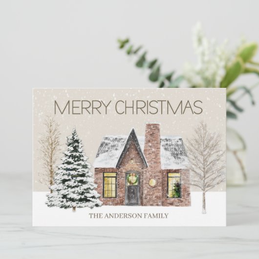 Wintersneeuwrooster — Merry Kerstmis Feestdagenkaart (Staand voorkant)