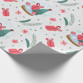 Wintersneeuwrooster voor het Wereldbol Cadeaupapier (Hoek)