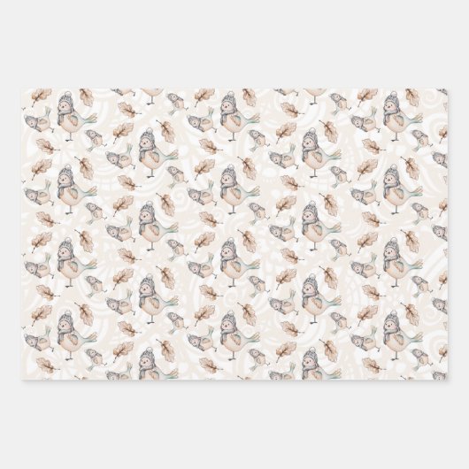 wintersneeuwruggengraat Waterverf met handbeschild Inpakpapier Vel (Voorkant)