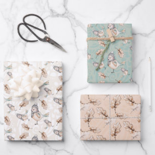 wintersneeuwruggengraat Waterverf met handbeschild Inpakpapier Vel