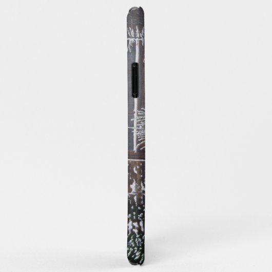 Wintersneeuwscène met schattige zwarte en geelbrui Case-Mate iPhone case (Achterkant/rechts)