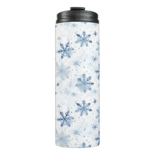 Wintersneeuwvlok waterverf thermosbeker