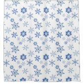 Wintersneeuwvlokken blauwe waterverf douchegordijn (Voorkant)