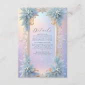 Wintersneeuwvlokken en blauwe bloemen Details Informatiekaartje (Voorkant)