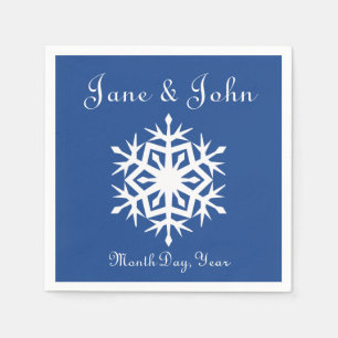 Wintersneeuwvlokken in blauwe servetten