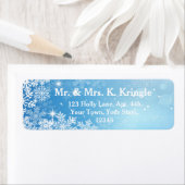 Wintersneeuwvlokken op blauwe Adresetiketten Etiket (Insitu)