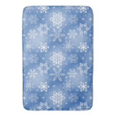 Wintersneeuwvlokken op ijzig blauw badmat (Voorkant Verticaal)