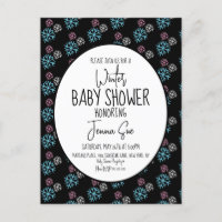 Wintersneeuwvlokken Roze Blauw Baby shower Zwart