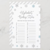 Wintersnowflake Baby shower Game, AFGEDRUKT (Voorkant / Achterkant)