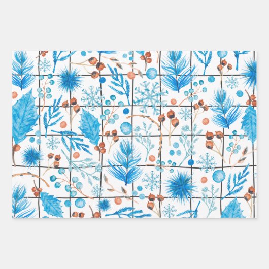 Wintersnowflake blauwe bessenveer IJsland Inpakpapier Vel (Voorkant 3)