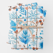 Wintersnowflake blauwe bessenveer IJsland Inpakpapier Vel (In situ)