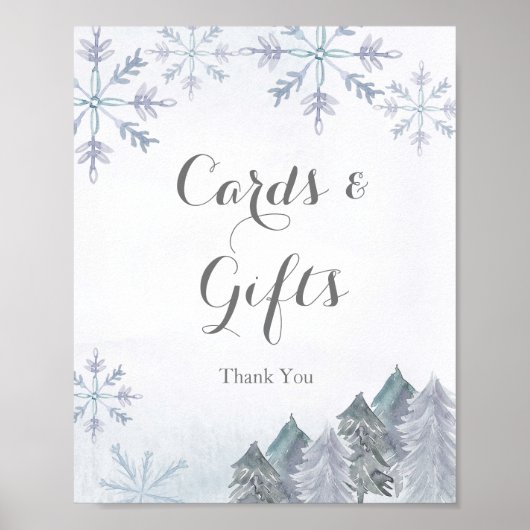 Wintersnowflakes, Kaarten en cadeaubord Poster (Voorkant)