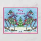 WINTERSNOWSHOES EN KOOPPINKFLAMINGO TREKKEN FEESTDAGENKAART (Voorkant)