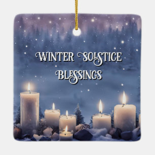 Wintersolstitium Yule-kaarsen in de sneeuw Keramisch Ornament