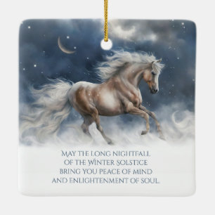 Wintersolstitium Zegen Paard Sneeuw Halve Maan Keramisch Ornament