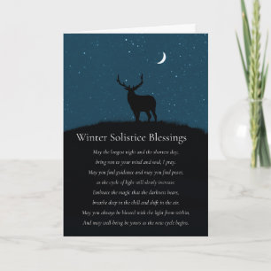 Wintersolstitiumzegeningen Elk Stars Gedicht Kaart