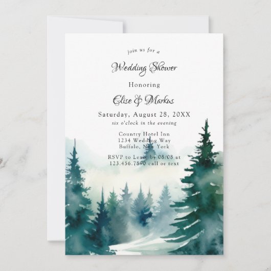 Wintersparren Kerstboom landschap bruiloft Kaart (Voorkant)