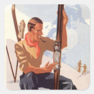 wintersport - Aanpassing van de ski's Vierkante Sticker