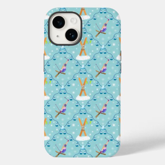 Wintersport Damast Case-Mate iPhone Case (Achterkant)
