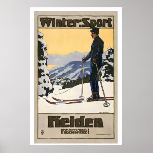 Wintersport Heiden Zwitserland Vintage Skiposter Poster