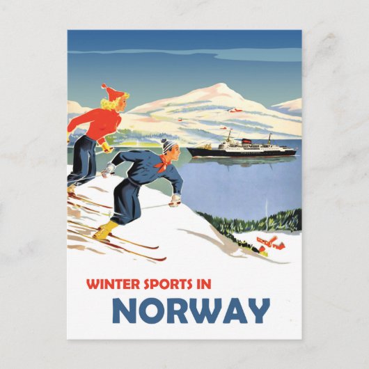 Wintersport in Noorwegen Briefkaart (Voorkant)