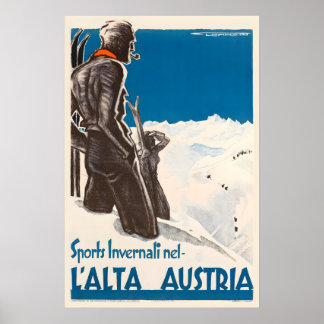 Wintersport in Opper-Oostenrijk Vintage Ski-poster Poster
